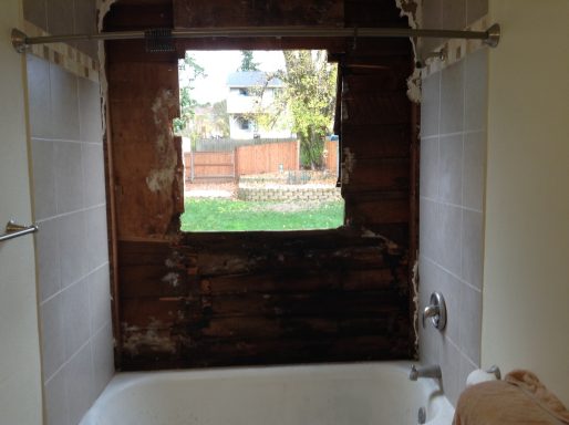 Bathroom window water damage